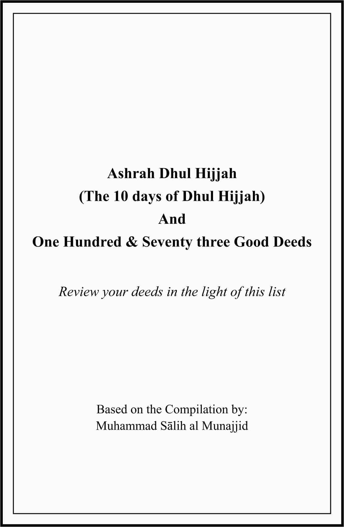 Ten Days Of Zul-Hajjah
